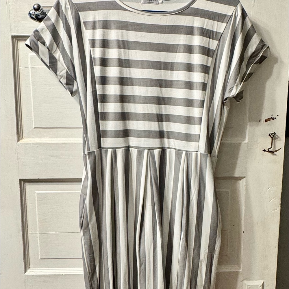 Striped Gray and White Dress